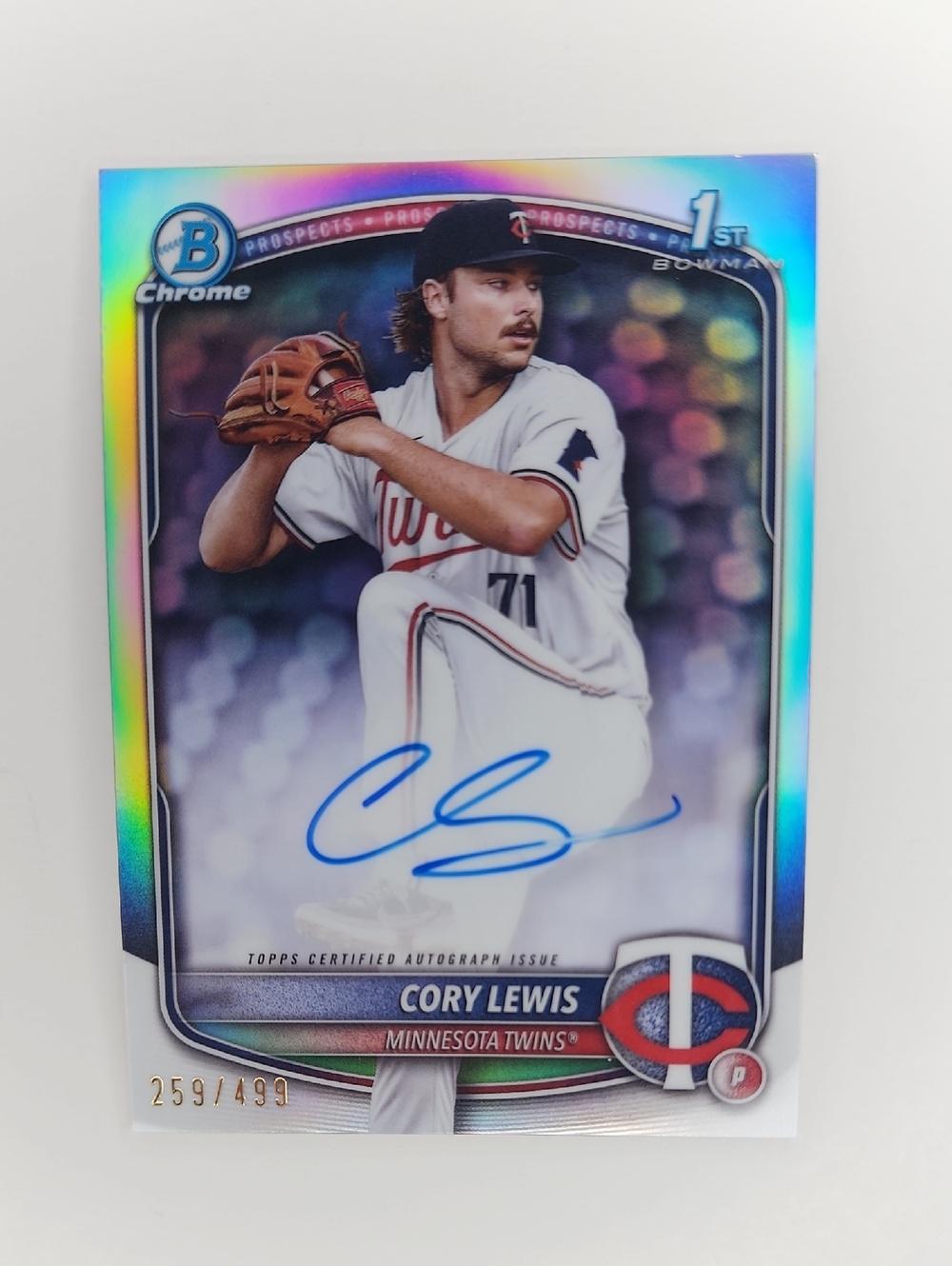 Cory Lewis ~ 2025 Bowman ~ Refractor ~ Numbered 259/499 ~ Autograph